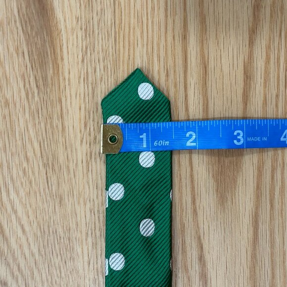 J Crew Women's Green White Polka Dot Silk D-Ring Buckle Belt Size Medium / Large - Picture 6 of 7